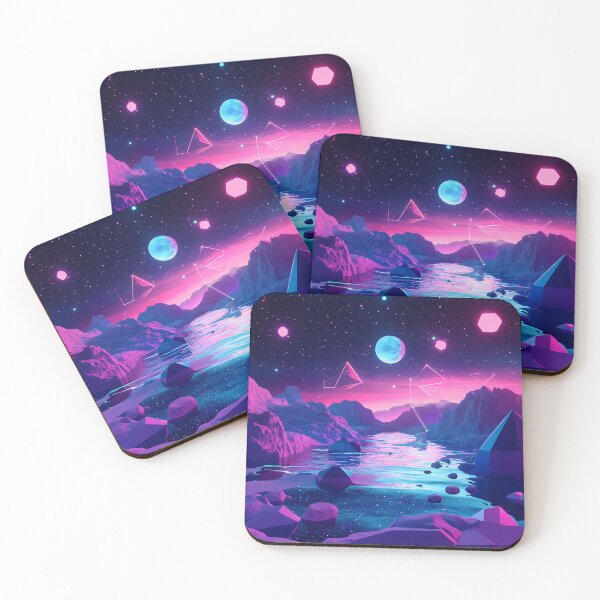 Item preview, Neon Geometric Dreamscape Under a Cosmic Sky designed and sold by PixelReverb.