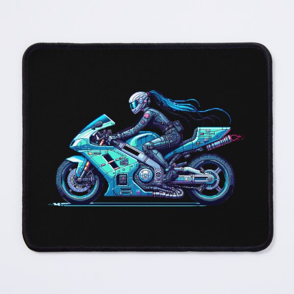 Item preview, Cyberpunk Motorcycle Anime Pixel Biker Girl designed and sold by yasinakmanart.