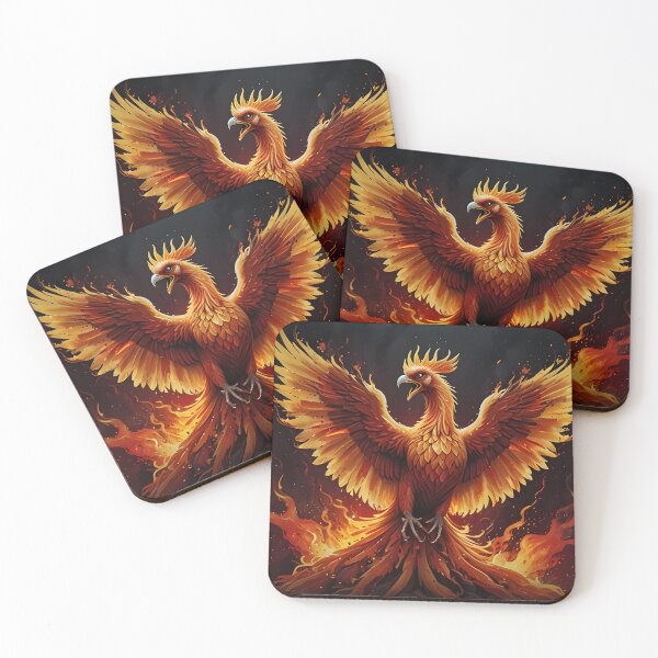 Item preview, A phoenix rising from its ashes, vibrant red and gold tone designed and sold by johndesignwaves.