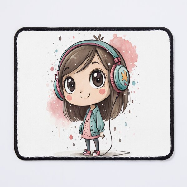 Item preview, Cool kawaii young girl wearing headphones designed and sold by glenwith1na.