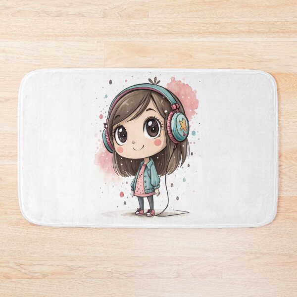 Item preview, Cool kawaii young girl wearing headphones designed and sold by glenwith1na.