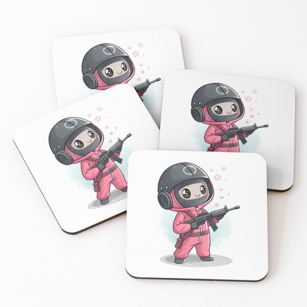 Item preview, Squid Game Guard holding a gun kawaii style designed and sold by glenwith1na.
