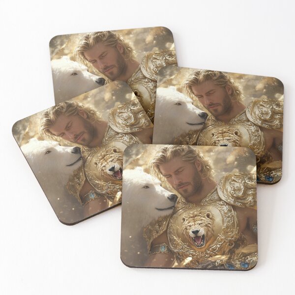Item preview, Golden strength: warrior, bear, and lion guardians." designed and sold by Reina75.