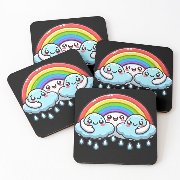 Item preview, Kawaii Rainbow with Happy Clouds Friends designed and sold by Whimsy Pop.