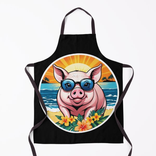 Item preview, Pig with Sunglasses on a Hawaiian Beach with Orchids at Sunset designed and sold by NautiChic.