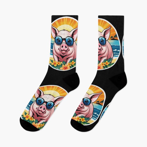 Item preview, Pig with Sunglasses on a Hawaiian Beach with Orchids at Sunset designed and sold by NautiChic.