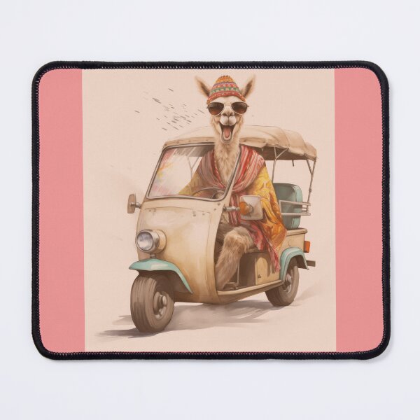 Item preview, Lama in tuk-tuk with tongue out, bohemian travel sticker designed and sold by Daydreamsatdawn.