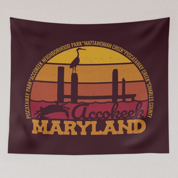 Item preview, Accokeek Maryland Sunset Retro Local Pride Logo designed and sold by CRHPOD20.