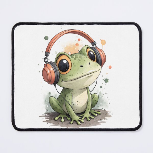 Item preview, Cool kawaii Frog wearing headphones designed and sold by glenwith1na.