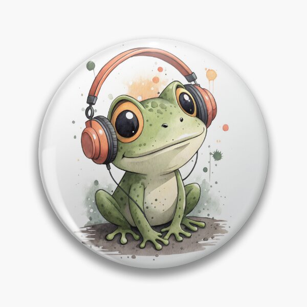 Item preview, Cool kawaii Frog wearing headphones designed and sold by glenwith1na.