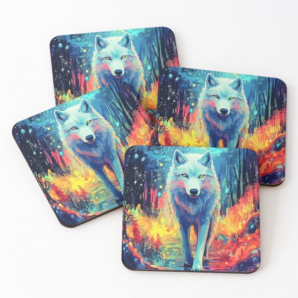 Item preview, Mystical Forest Wolf - Vibrant Nocturnal Art designed and sold by Artbyminga.