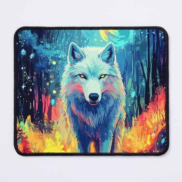 Item preview, Mystical Forest Wolf - Vibrant Nocturnal Art designed and sold by Artbyminga.