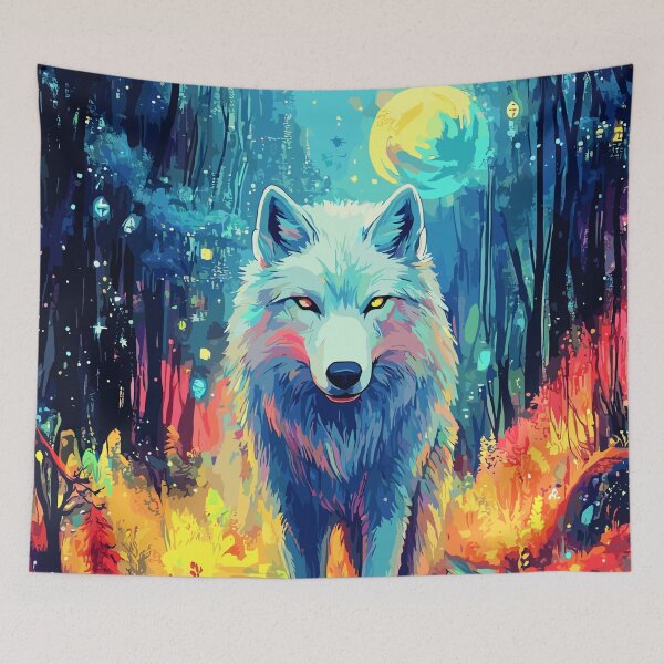 Item preview, Mystical Forest Wolf - Vibrant Nocturnal Art designed and sold by Artbyminga.