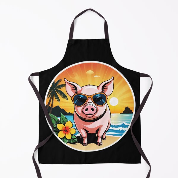 Item preview, Piggy with Sunglasses on a Hawaiian Beach with Orchids at Sunset designed and sold by NautiChic.