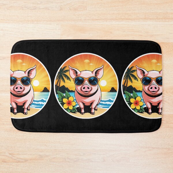 Item preview, Piggy with Sunglasses on a Hawaiian Beach with Orchids at Sunset designed and sold by NautiChic.
