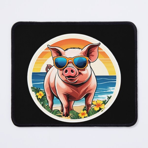 Item preview, Swine with Sunglasses on a Hawaiian Beach with Orchids at Sunset designed and sold by NautiChic.