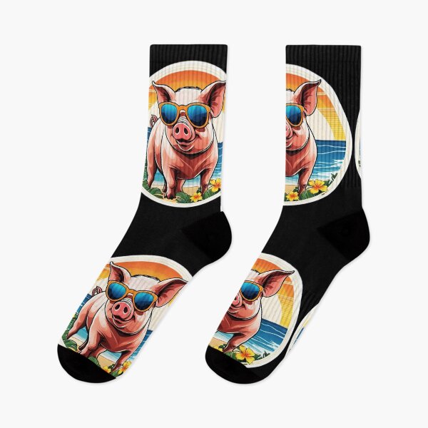 Item preview, Swine with Sunglasses on a Hawaiian Beach with Orchids at Sunset designed and sold by NautiChic.