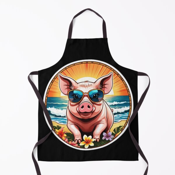 Item preview, Cool Pig with Sunglasses on a Hawaiian Beach with Orchids at Sunset designed and sold by NautiChic.