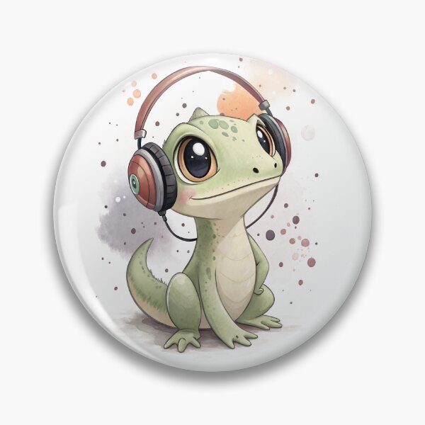 Item preview, Cool kawaii Lizard wearing headphones designed and sold by glenwith1na.