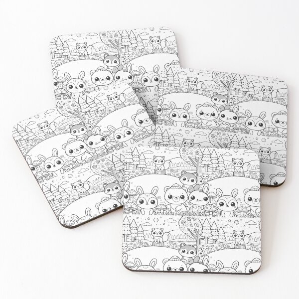Item preview, Forest animals. Black and white illustration of little animals designed and sold by PaulaDigitalArt.