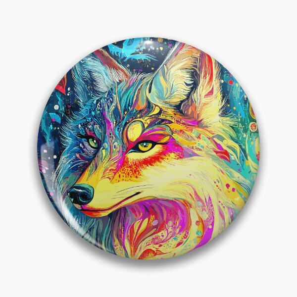Artikelvorschau, Psychedelisches Wolfsporträt - mutig und verträumt entworfen und verkauft von Artbyminga.