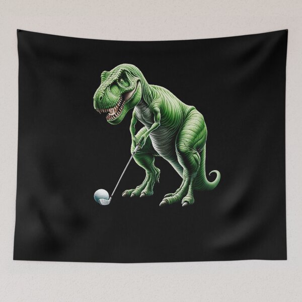 Artikelvorschau, Dinosaurier, der Golfspieler spielt entworfen und verkauft von Kimberley King Art  King Art.