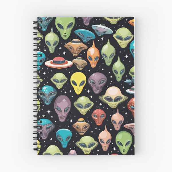 Item preview, Alien Heads UFO Stars and Space All-Over Canvas Collage designed and sold by FroggyFly Designs.