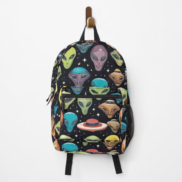 Item preview, Alien Heads UFO Stars and Space All-Over Canvas Collage designed and sold by FroggyFly Designs.