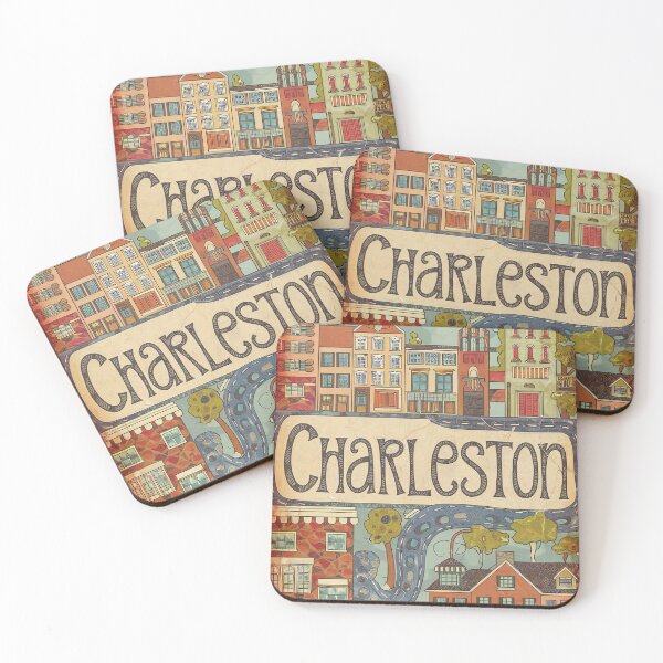 Item preview, Charleston City Vintage Whimsical Retro Typography Art designed and sold by Witty Shirts.
