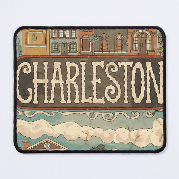 Item preview, Charleston City Vintage Whimsical Retro Typography Art designed and sold by Witty Shirts.