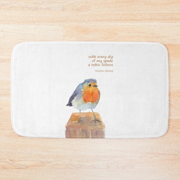Item preview, A Robin follows bird haiku english handmade watercolor painting designed and sold by KarenKaspar.