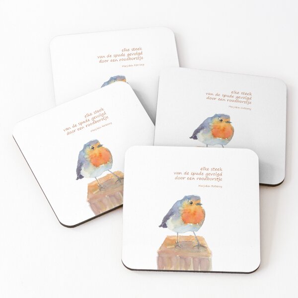 Item preview, A Robin follows bird haiku Dutch handmade watercolor painting designed and sold by KarenKaspar.