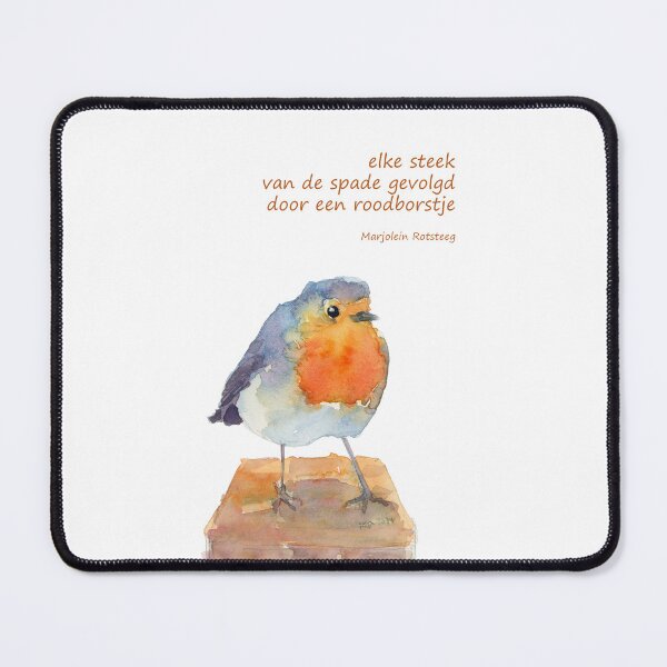 Item preview, A Robin follows bird haiku Dutch handmade watercolor painting designed and sold by KarenKaspar.