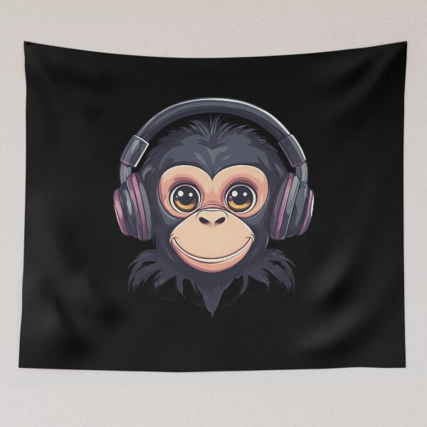Item preview, monkey with headphones designed and sold by DerSenat.