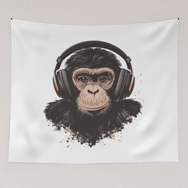 Item preview, monkey with headphones designed and sold by DerSenat.