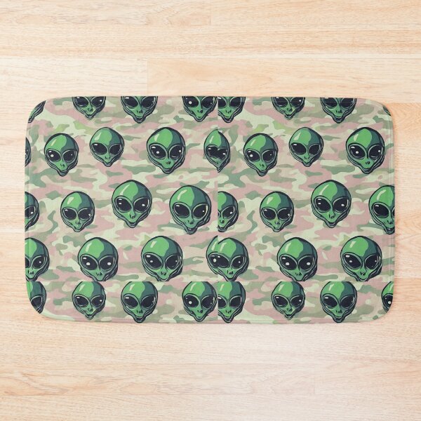 Item preview, Alien Heads on Camoflauge Canvas Collage designed and sold by FroggyFly Designs.