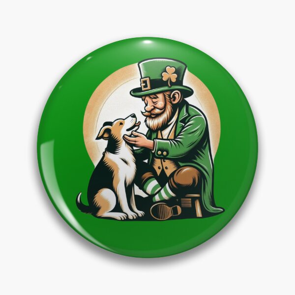 Item preview, St Patricks Day Lucky Clover Whimsical Red Bearded Leprechaun With A Dog - Dog Dad  designed and sold by FunnySunny T-Shirts.