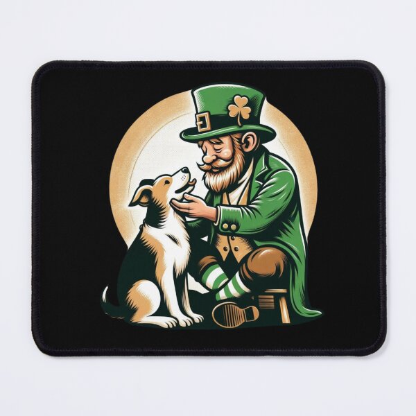Item preview, St Patricks Day Lucky Clover Whimsical Red Bearded Leprechaun With A Dog - Dog Dad designed and sold by FunnySunny T-Shirts.