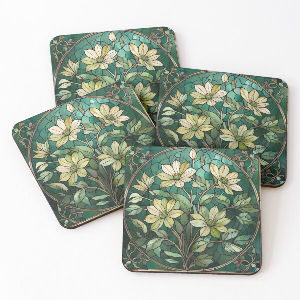 Item preview, Stained Glass Blossom, Artistic Floral Print, Green Tone designed and sold by PixelStoneDesign .