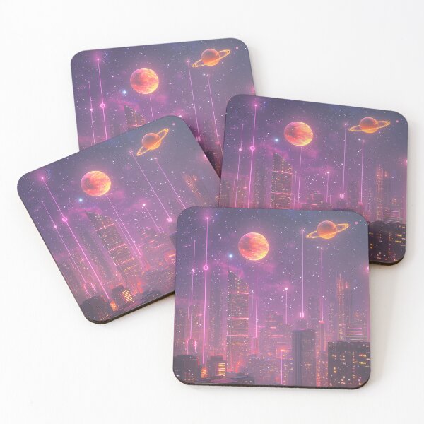 Item preview, Futuristic Neon City Under Planetary Skies designed and sold by PixelReverb.