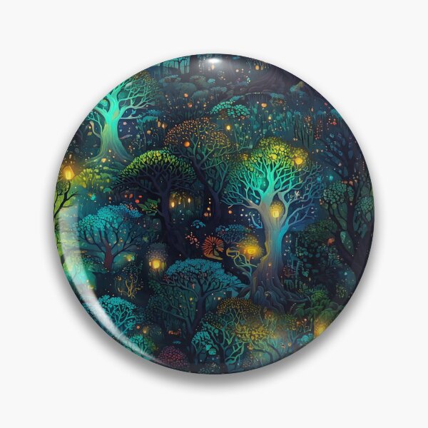 Item preview, Enchanted forest with glowing fireflies designed and sold by Designbes.