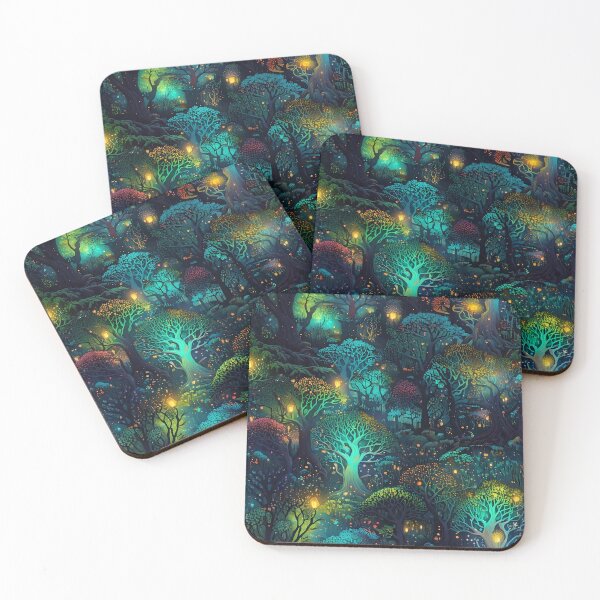 Item preview, Enchanted forest with glowing fireflies designed and sold by Designbes.