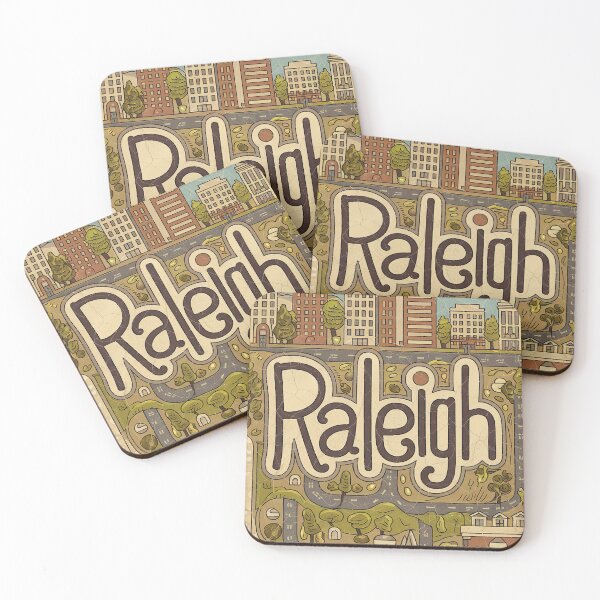 Item preview, Raleigh City Vintage Whimsical Retro Typography Art designed and sold by Witty Shirts.