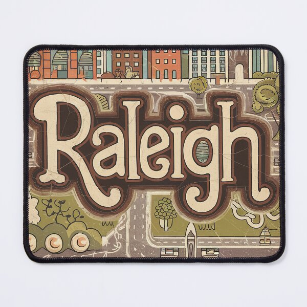 Item preview, Raleigh City Vintage Whimsical Retro Typography Art designed and sold by Witty Shirts.