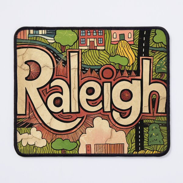 Item preview, Raleigh City Vintage Whimsical Retro Typography Art designed and sold by Witty Shirts.
