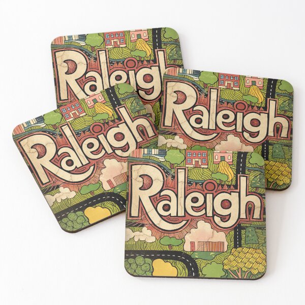 Item preview, Raleigh City Vintage Whimsical Retro Typography Art designed and sold by Witty Shirts.