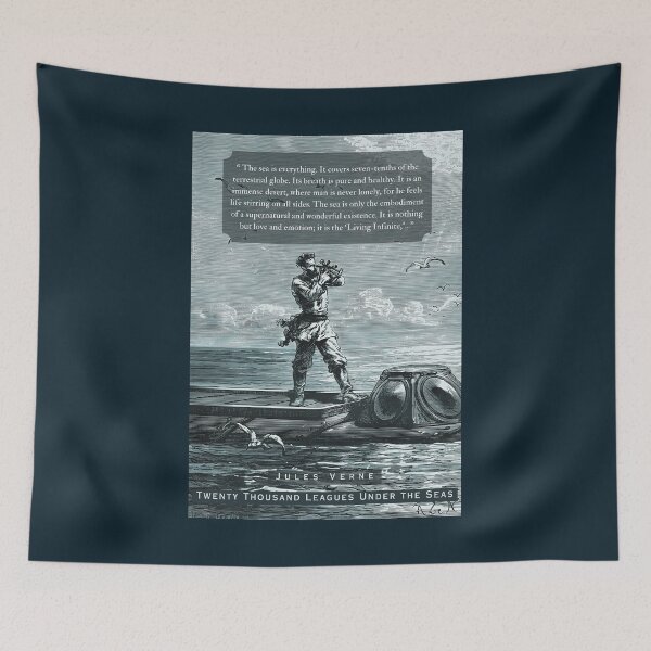 Item preview, Jules Verne quote: “The sea is everything. It covers seven-tenths of the terrestrial globe. Its breath is pure and healthy. It is an immense desert, designed and sold by artbleed.