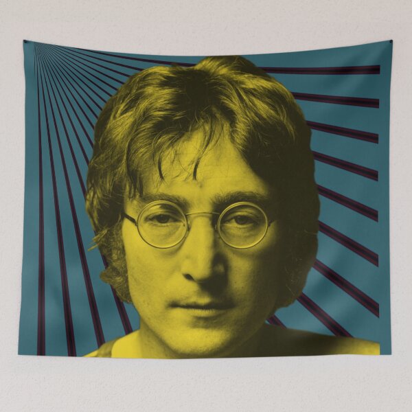 Item preview, John Lennon in Yellow on Teal designed and sold by Fuzzdandy Designs.