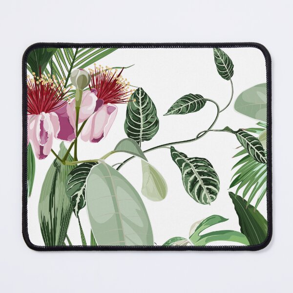 Item preview, Seamless pattern background with feijoa blooming flowers with tropical palm leaves. designed and sold by MatyKotiv.