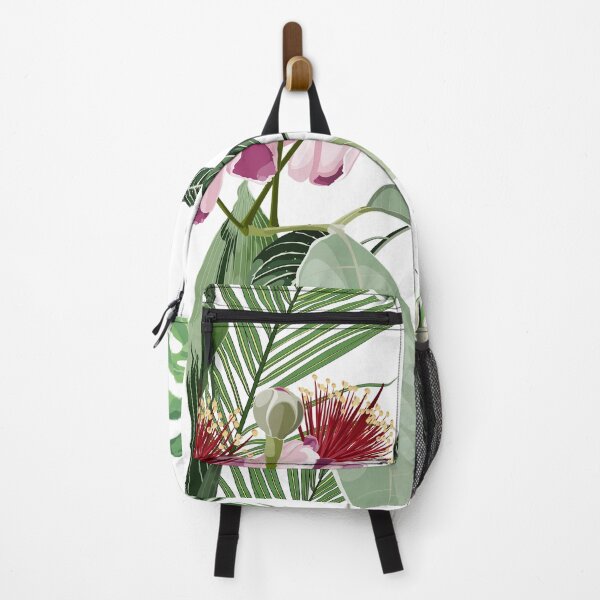 Item preview, Seamless pattern background with feijoa blooming flowers with tropical palm leaves. designed and sold by MatyKotiv.
